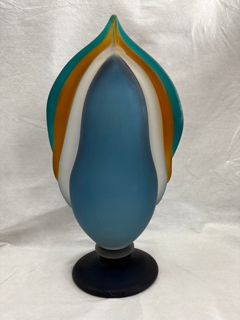 青森　津軽びいどろ　秋村実造　伝統工芸　花器　花瓶　すりガラス《最終値下げ》