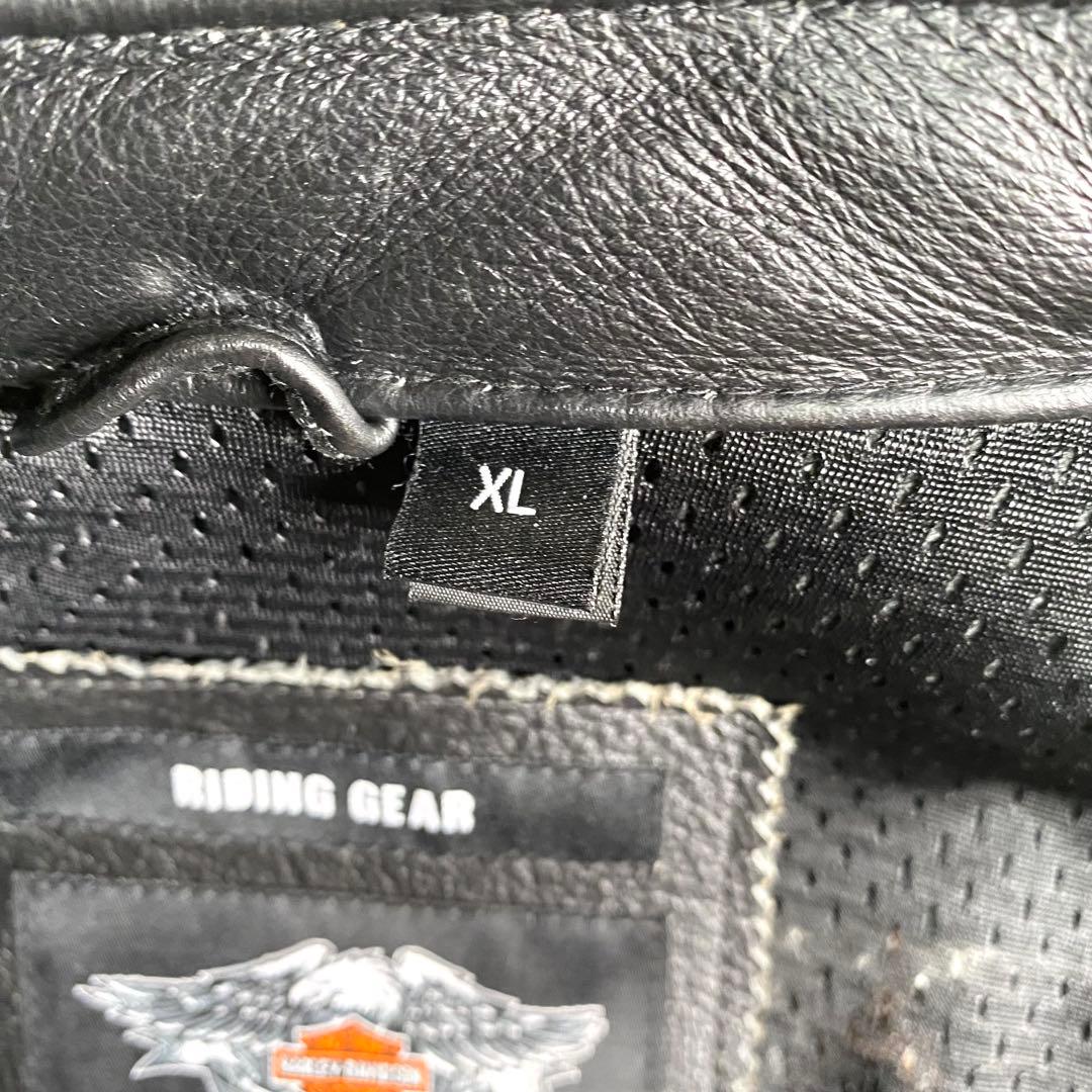 良品✨ハーレーダビッドソン ライダース 110周年記念 大きいサイズ 本革 黒