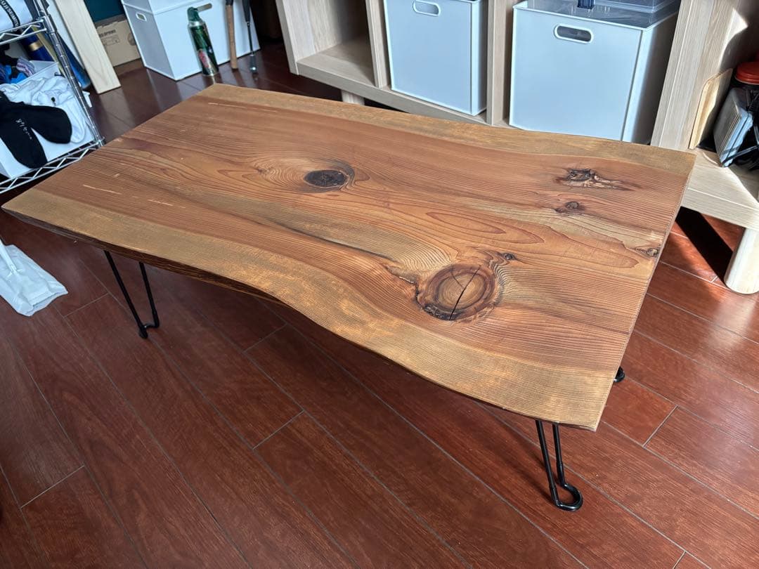 一枚板 無垢材 折りたたみテーブル