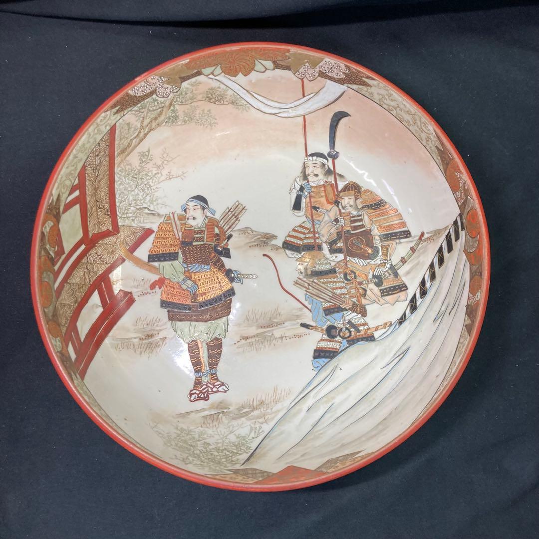 《九谷焼》加賀九谷製 金彩染錦 武者絵 大鉢 3サイズセット