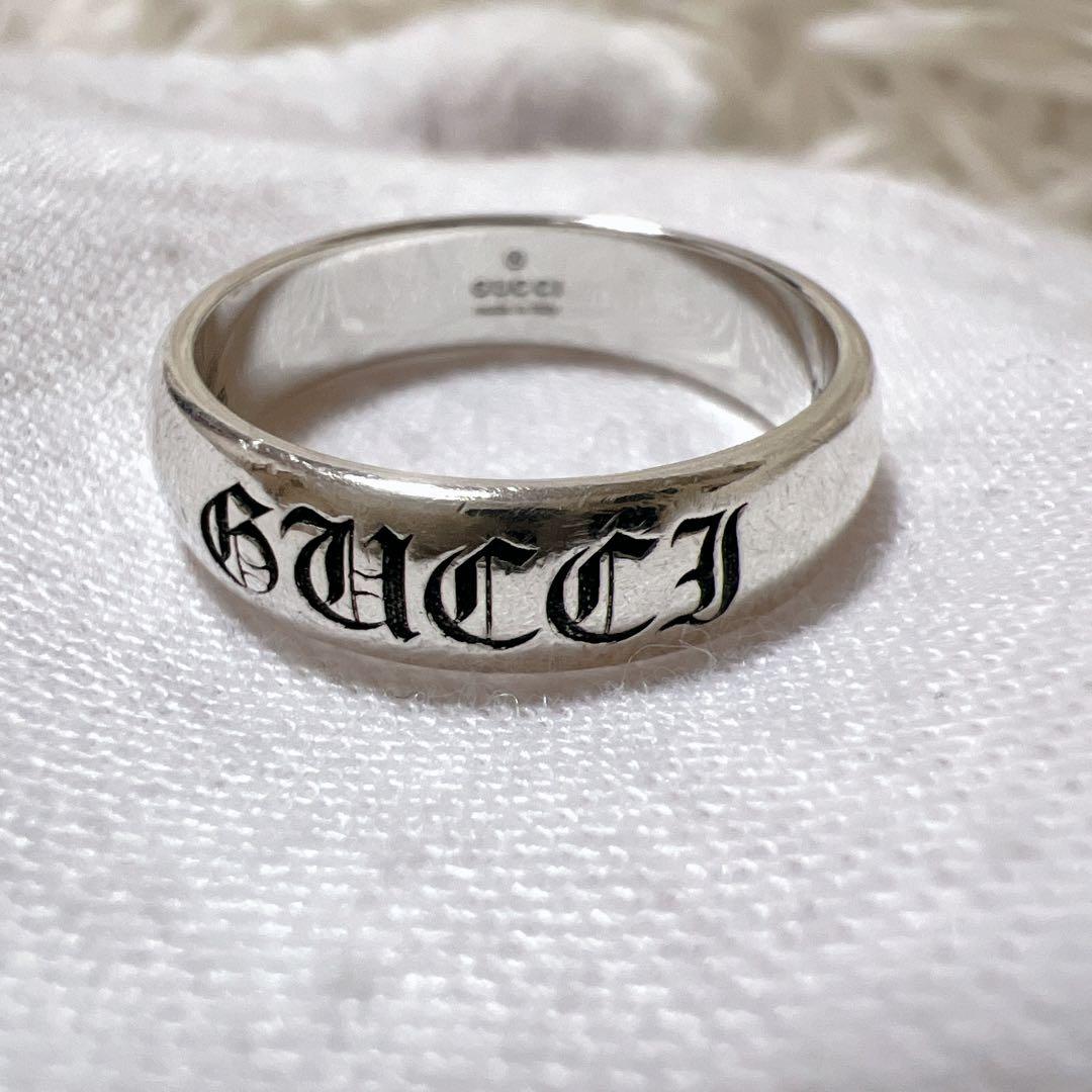 《美品》グッチ SOAVE AMORE 限定 ロゴ リング 14号 シルバー
