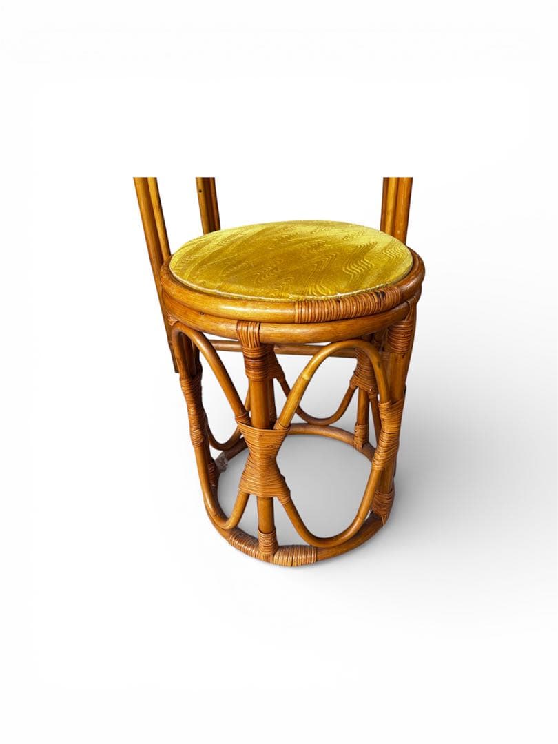 ラタン ドレッサー・鏡台 アーチ型ミラー スツール付 送料込