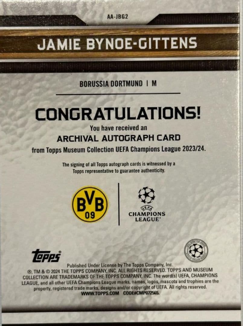 スポーツ選手 2024 Topps Museum Bynoe Gittens Auto