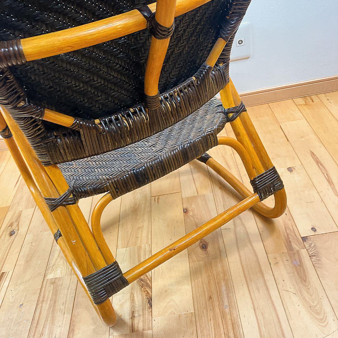 美品　サンフラワーラタン WAHOO 手編みハイバックチェア　座面高37cm 藤