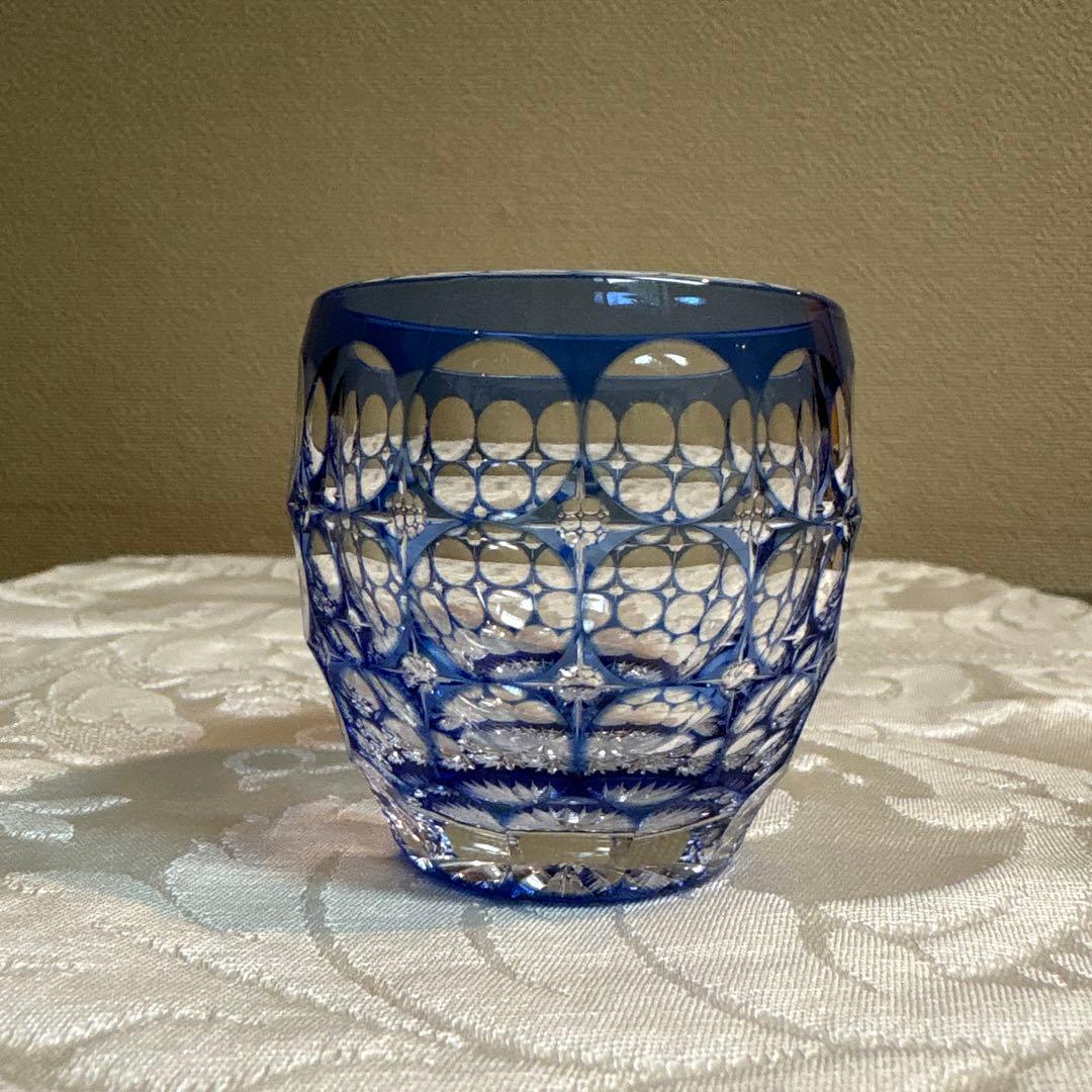 江戸切子　カガミクリスタル　冷酒杯　「紫陽花」「向日葵」 鍋谷聡作　伝統工芸品