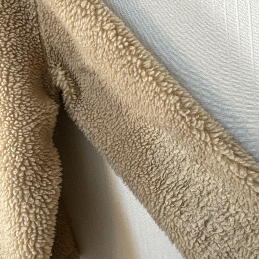 【刺繍ロゴ&肩ロゴ】ノースフェイス　フリースジャケット　キッズ150　ベージュ