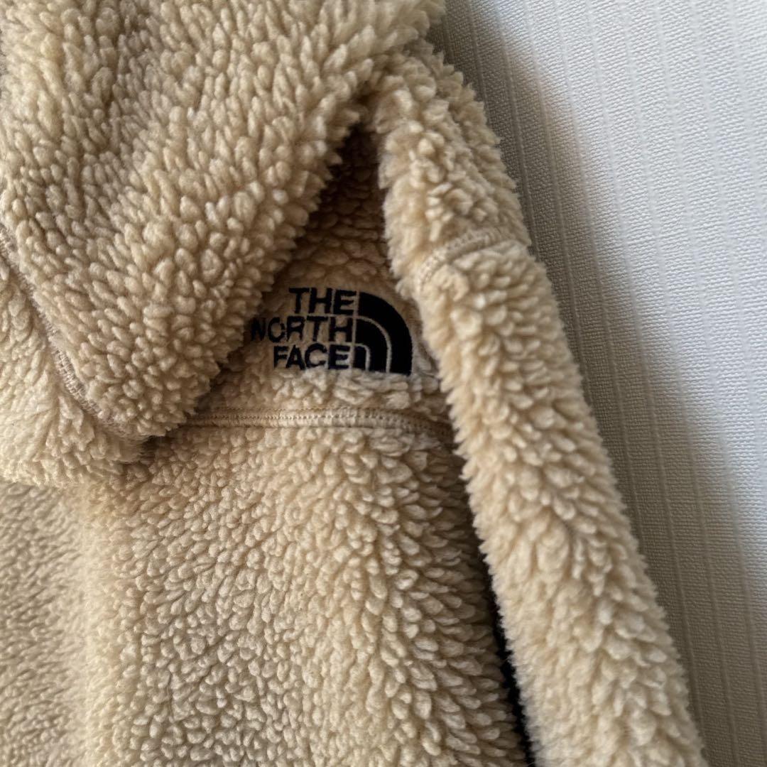 【刺繍ロゴ&肩ロゴ】ノースフェイス　フリースジャケット　キッズ150　ベージュ