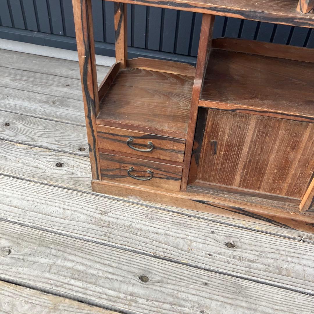 昭和レトロ 木製茶箪笥 茶棚 飾り棚 サイドボード 古家具 古民家 ビンテージ