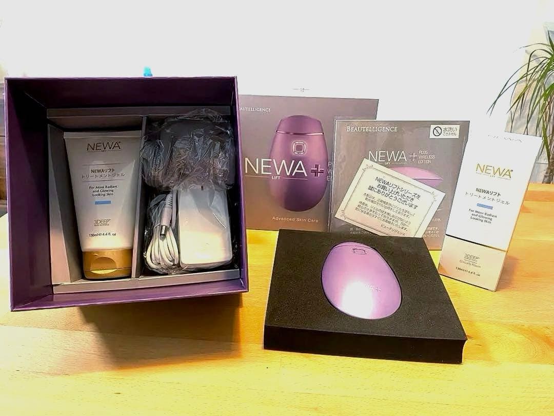 59【美品】NEWA+ 美顔器 パープル　　トリートメントジェル新品1個付き