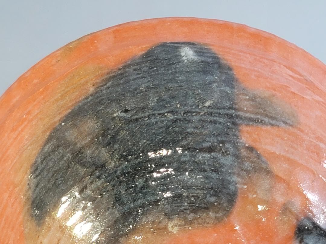 【極美品】嶋台茶碗　赤楽金銀一双 　　　　川崎和楽造