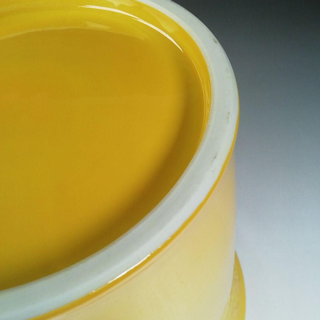 Ｔ７２０　水指　『黄交趾　棒の先』『膳所焼』『淡海ぜぜ陽炎園 造』　共箱　茶道具