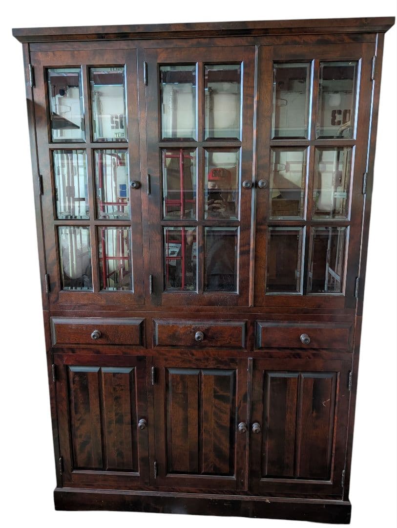 北海道民芸　木製ディスプレイキャビネット 4棚付き