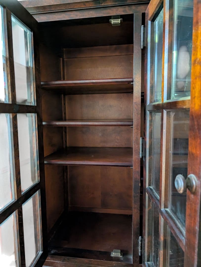 北海道民芸　木製ディスプレイキャビネット 4棚付き