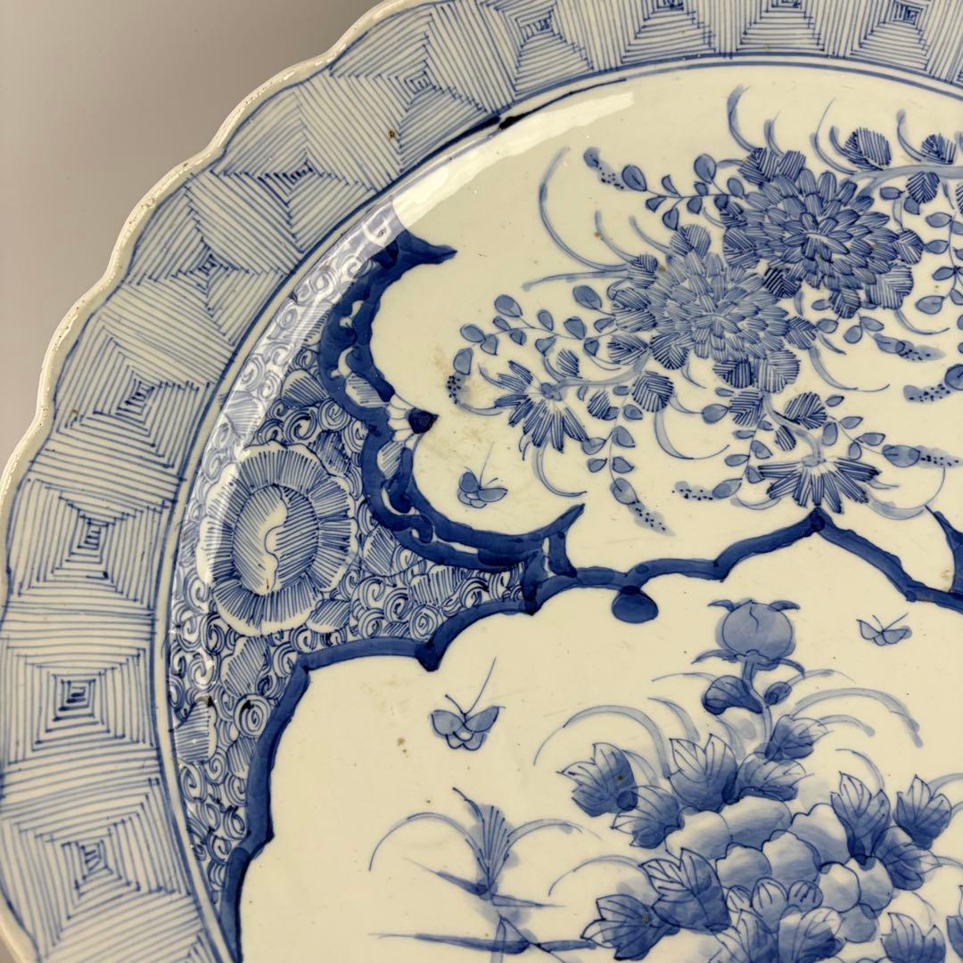 古美術 古伊万里 染付 時代 丸皿 皿 飾皿 絵皿 アンティーク