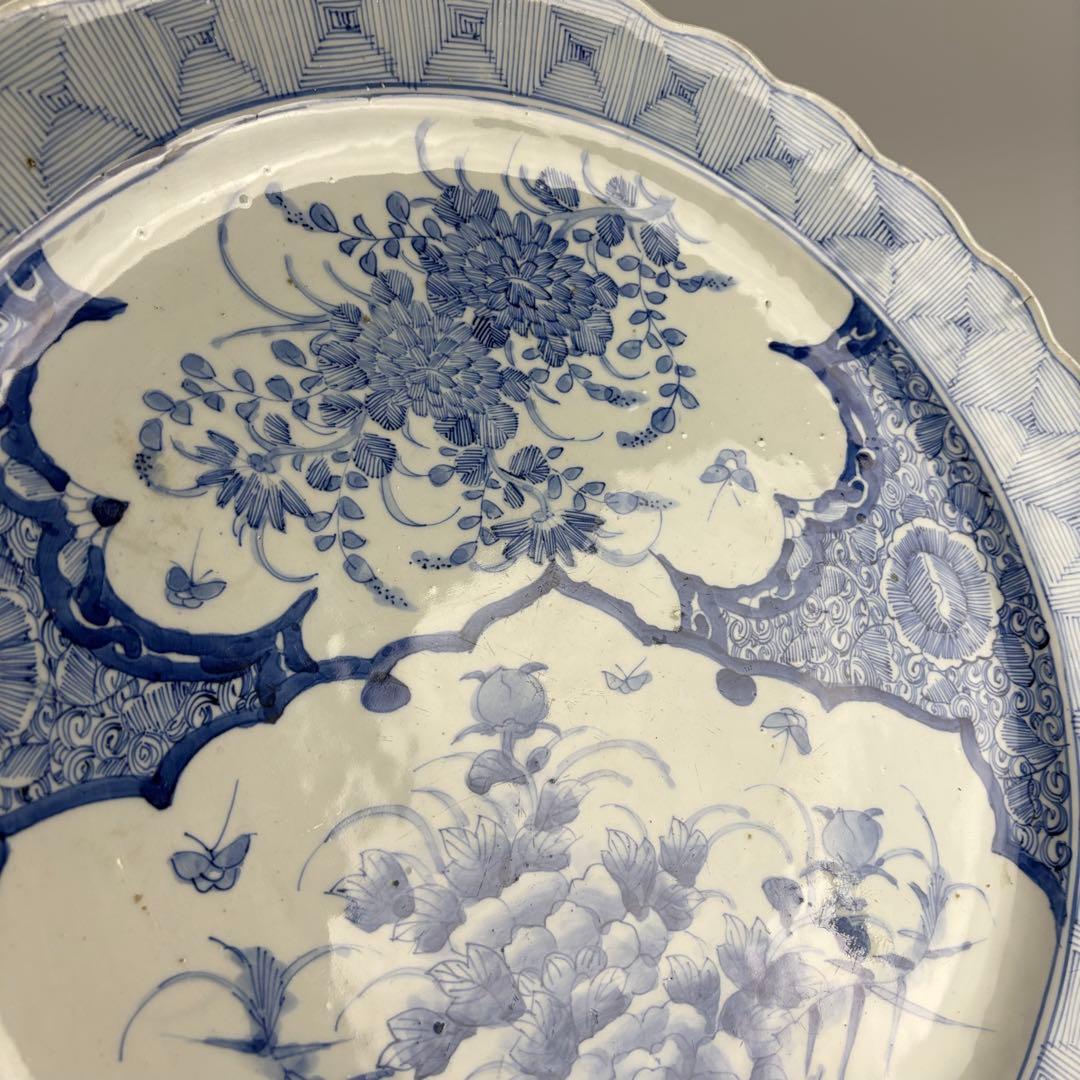 古美術 古伊万里 染付 時代 丸皿 皿 飾皿 絵皿 アンティーク