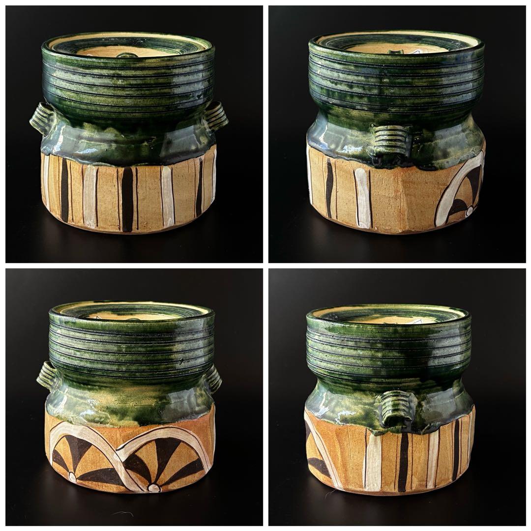 茶道具　鳴海織部　耳付　水指　菊泉窯　源彦　共箱　オリベ　茶会　稽古