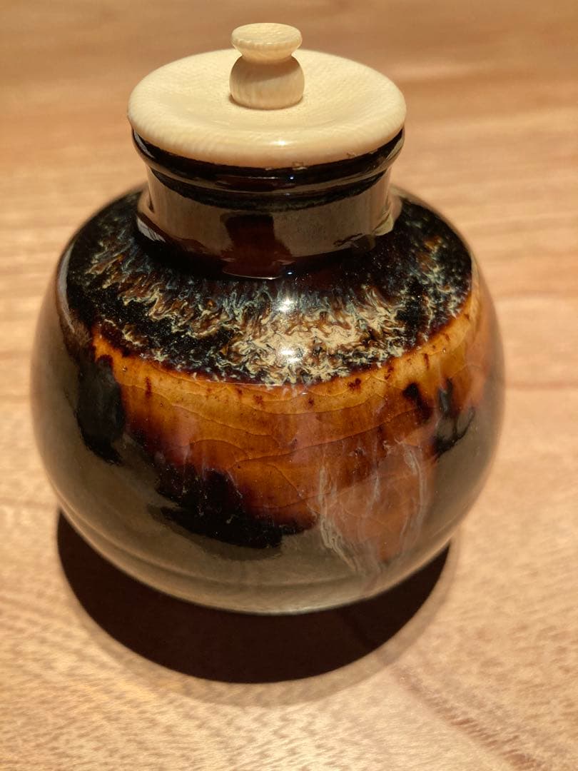 丸壷茶入 仕覆　共箱　茶道具