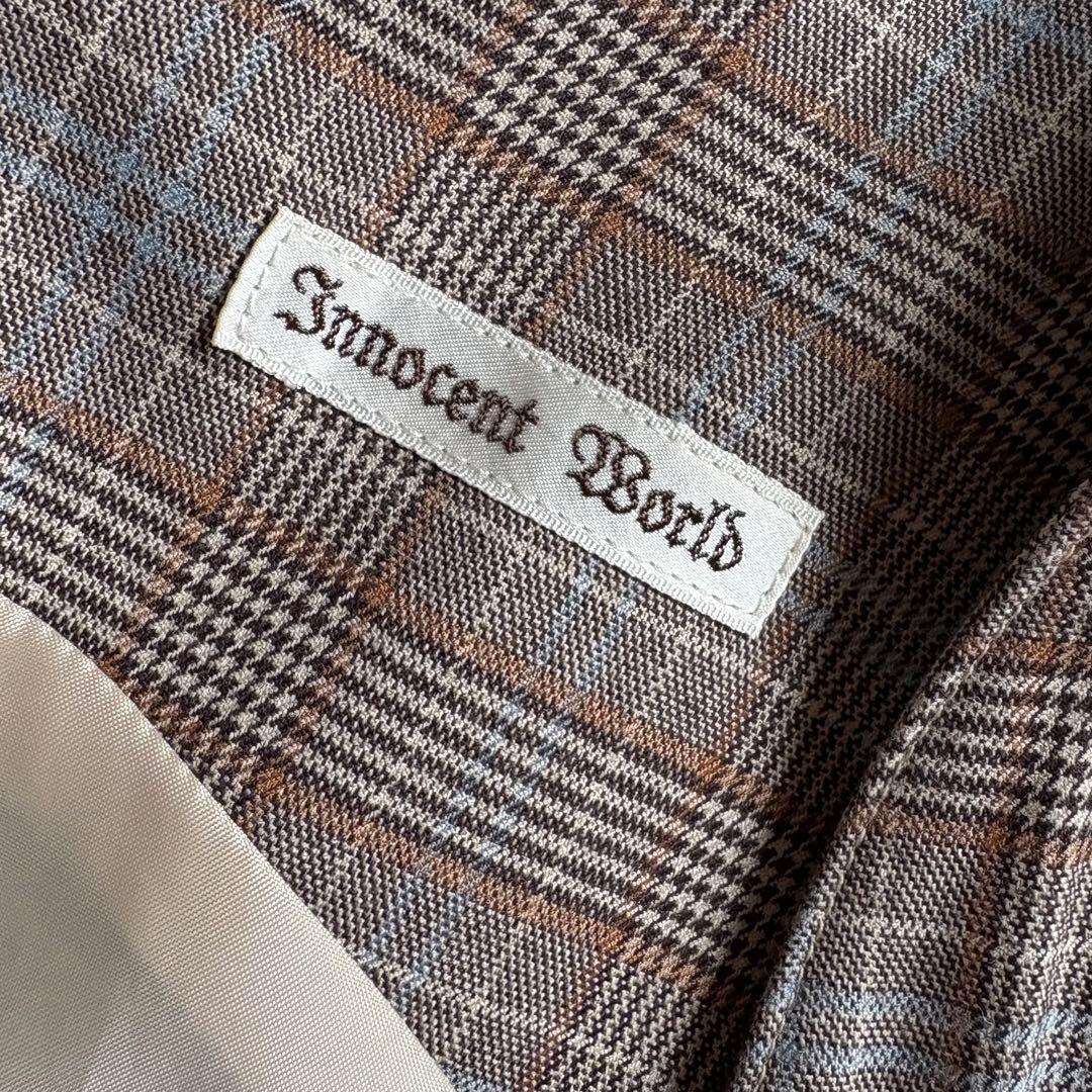 innocent Wordチェック×リボンジャンパースカート