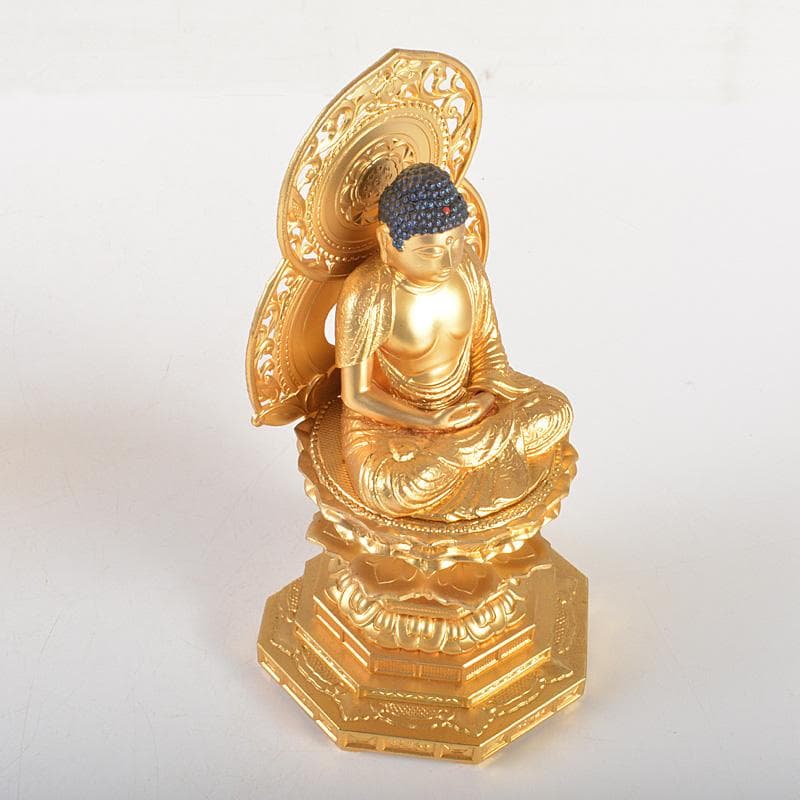 仏教美術　古銅鍍金　大日如來座像　仏像　ケース付　C　6436