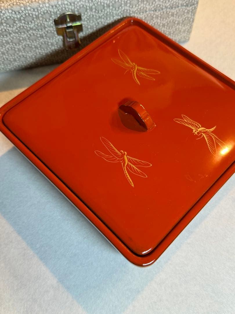 母のお茶道具 輪島塗 盆付き蓋付菓子箱　盆サイズ220mm