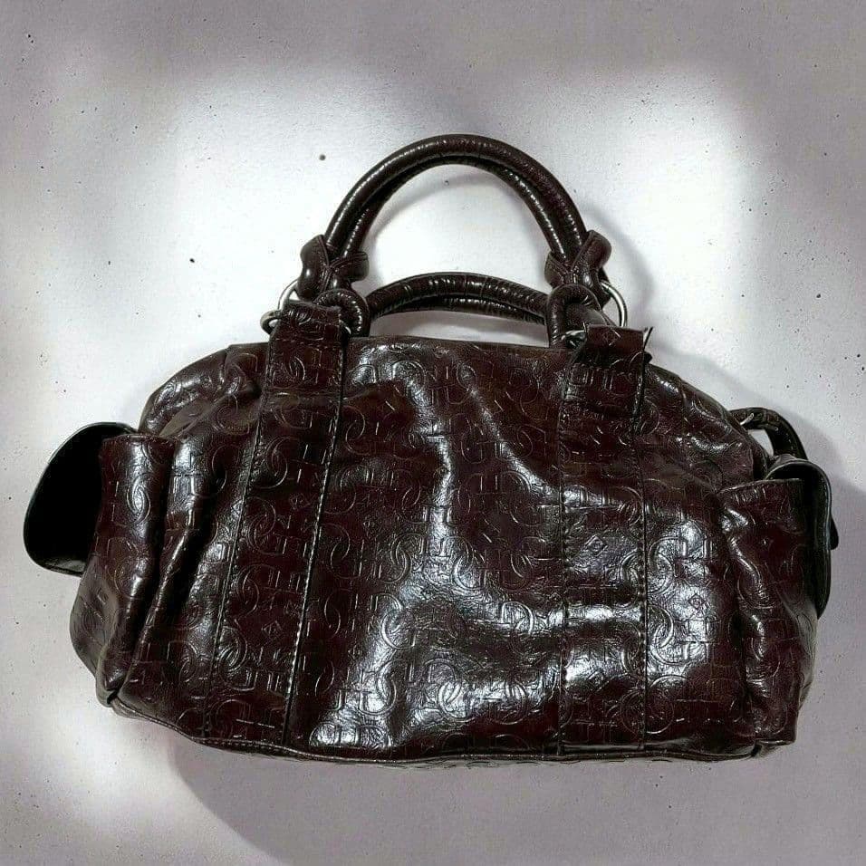 GUESS ゲス Y2K ハンドバッグ　総柄　デカロゴ　ブラウン