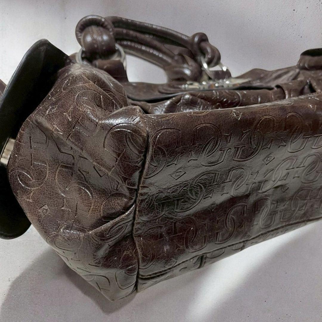 GUESS ゲス Y2K ハンドバッグ　総柄　デカロゴ　ブラウン