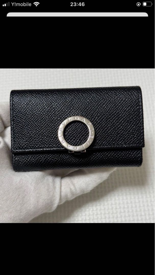 未使用　BVLGARI ブルガリ ロゴクリップ　レザーキーケース　ブラック　黒