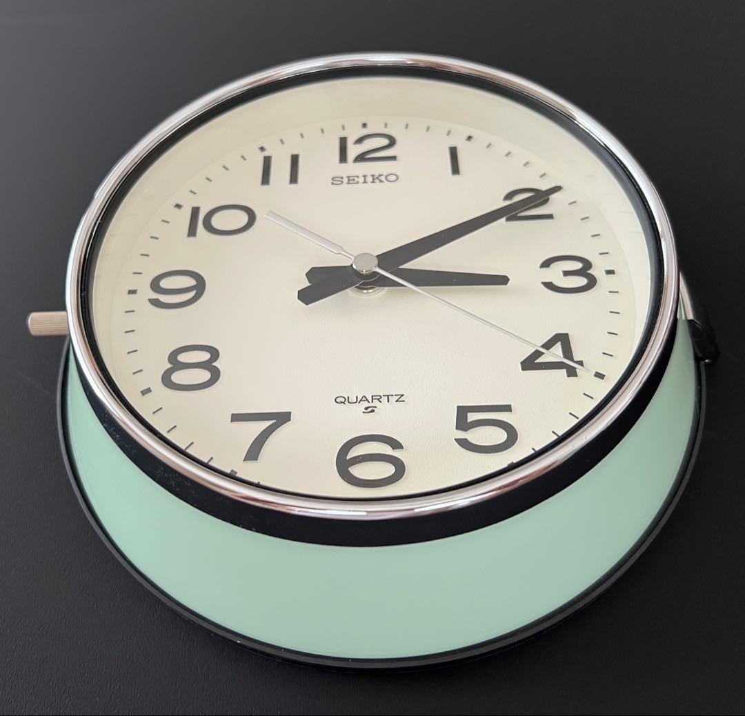 SEIKO 防塵型クォーツ壁掛時計 KS474M 船舶時計 グリーン 動作品
