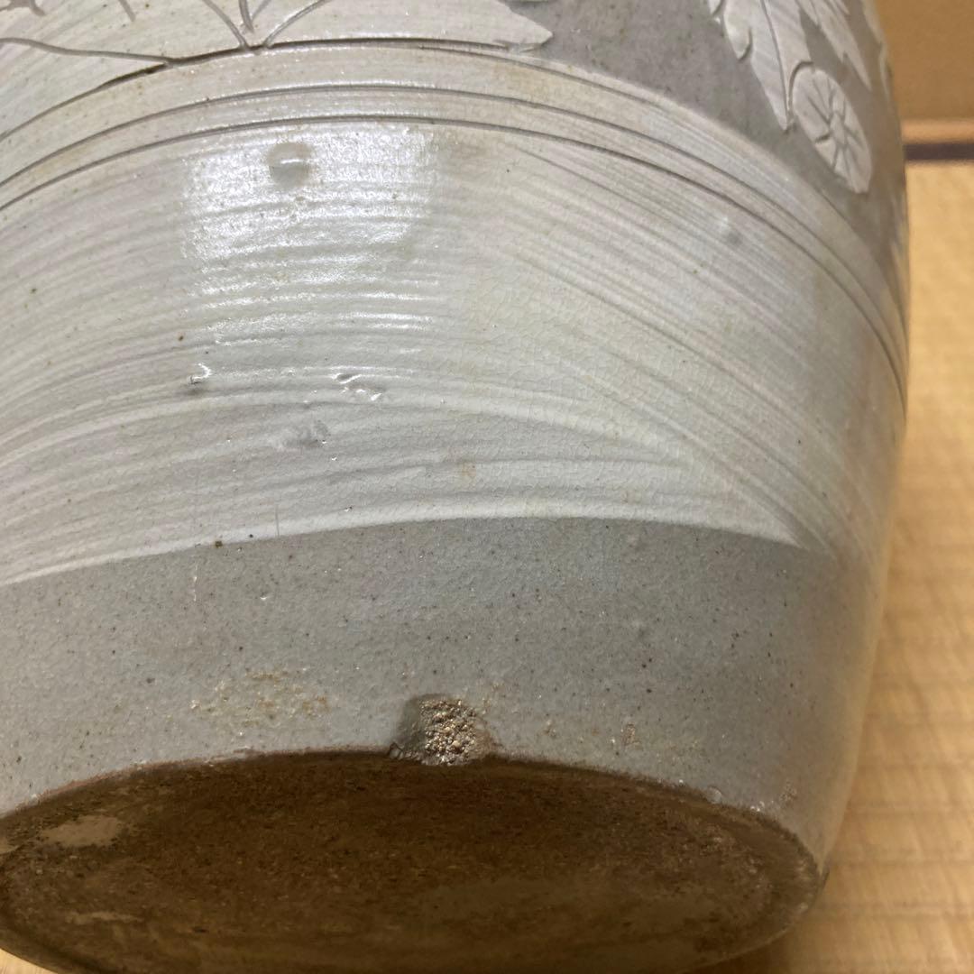 李朝白化粧描き落とし壺