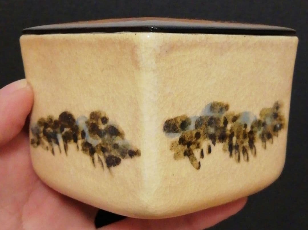 九代　大樋長左衛門作　大樋焼　小鉢　松図　共箱　共布　略歴付　食器