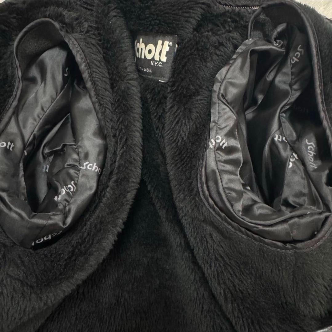 Schott ブラックレザー シングルライダースジャケット 38