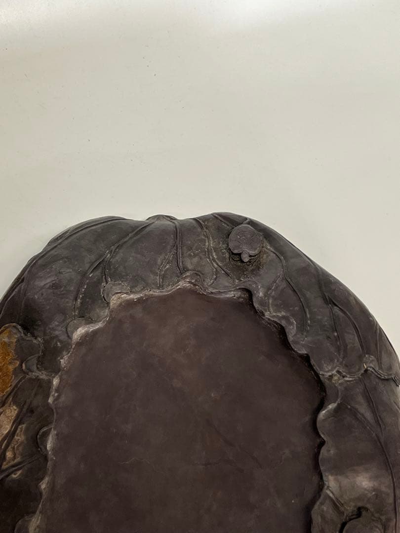 文房具 両面用　清時代蓮の花型硯 書　時代物 重さ：2664g /西X4-4