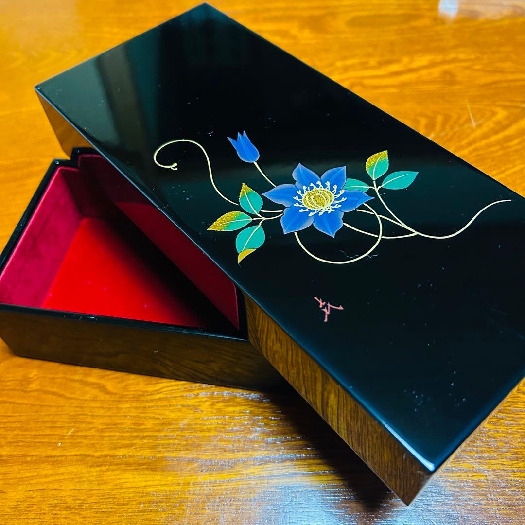 （お値下げしました）輪島塗 長角小箱 青花