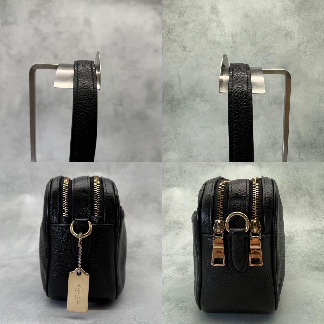 【美品】COACH コーチ ショルダーバッグ ダブルファスナー クロスボディ 黒