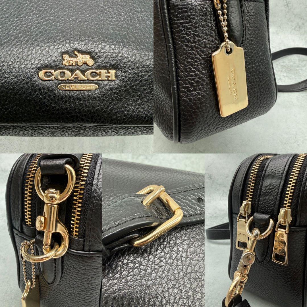 【美品】COACH コーチ ショルダーバッグ ダブルファスナー クロスボディ 黒