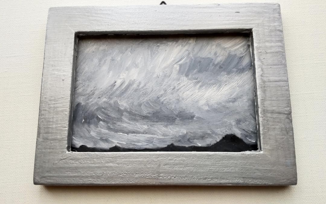 12×16㎝「見知らぬ風景」油彩画・原画・額装・壁掛け・独立スタンド付き