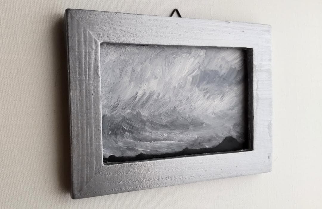 12×16㎝「見知らぬ風景」油彩画・原画・額装・壁掛け・独立スタンド付き