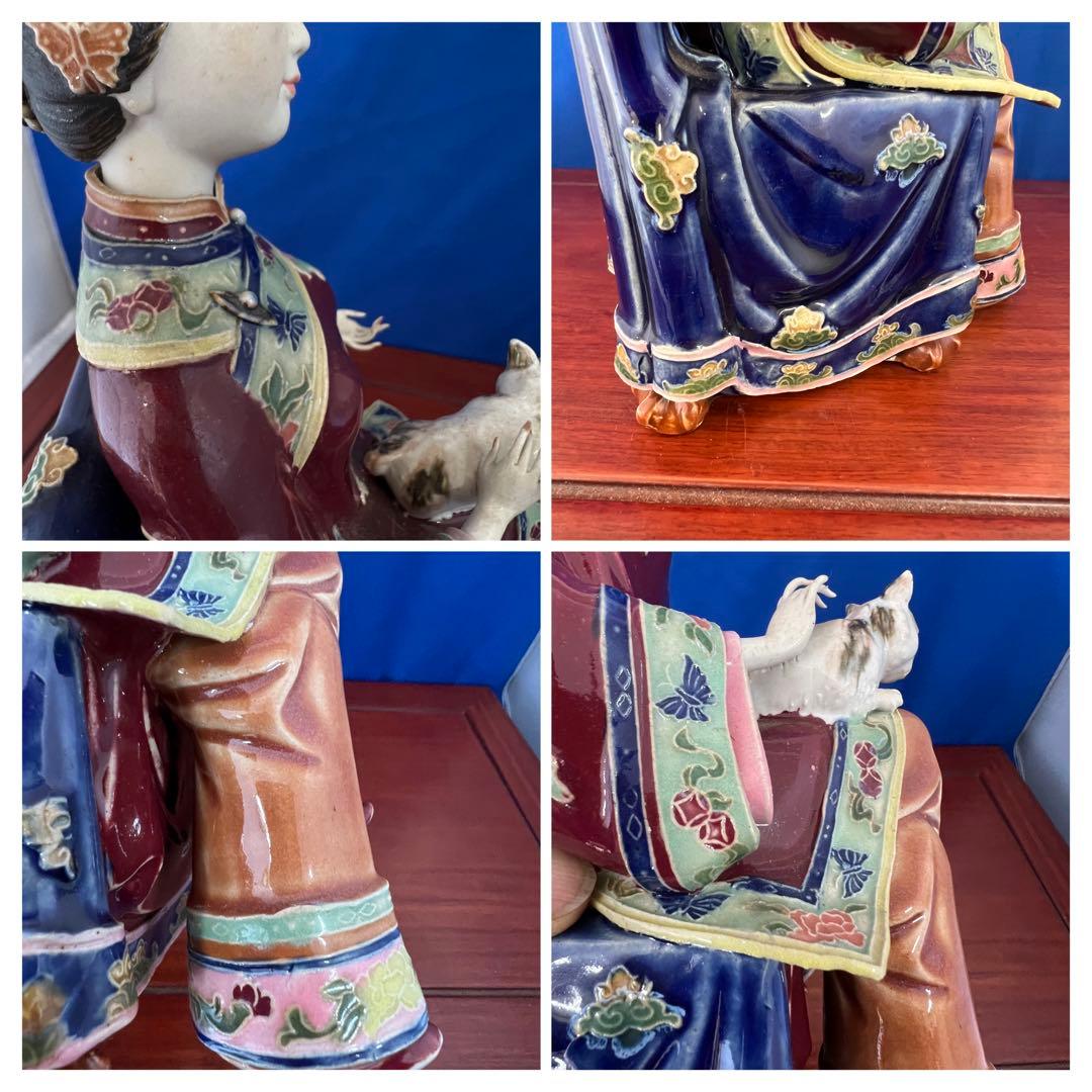 中国古美術/置物 【貴婦像，林偉東手製 ，精品】稀少品