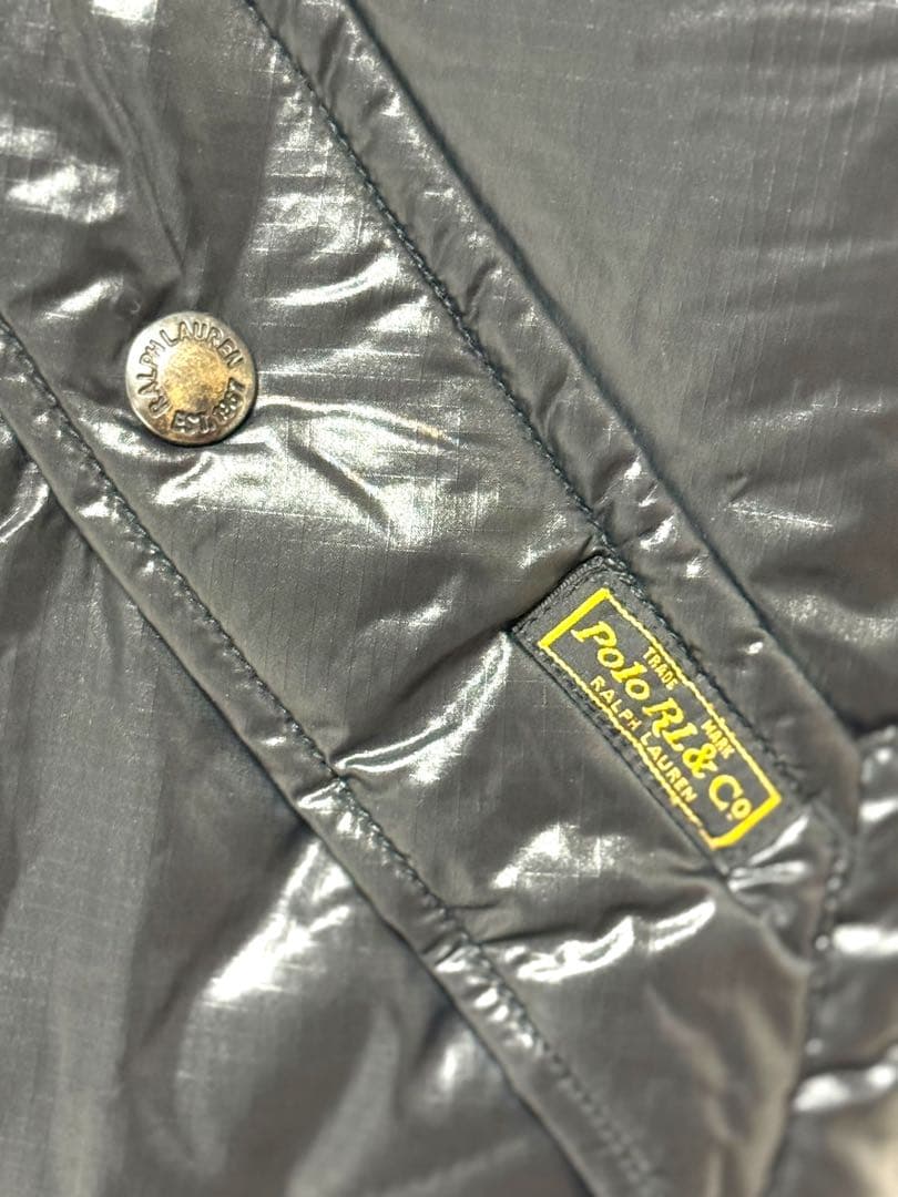 美品☆ポロラルフローレン ダウンベスト 黒 牛革 エンブレム L