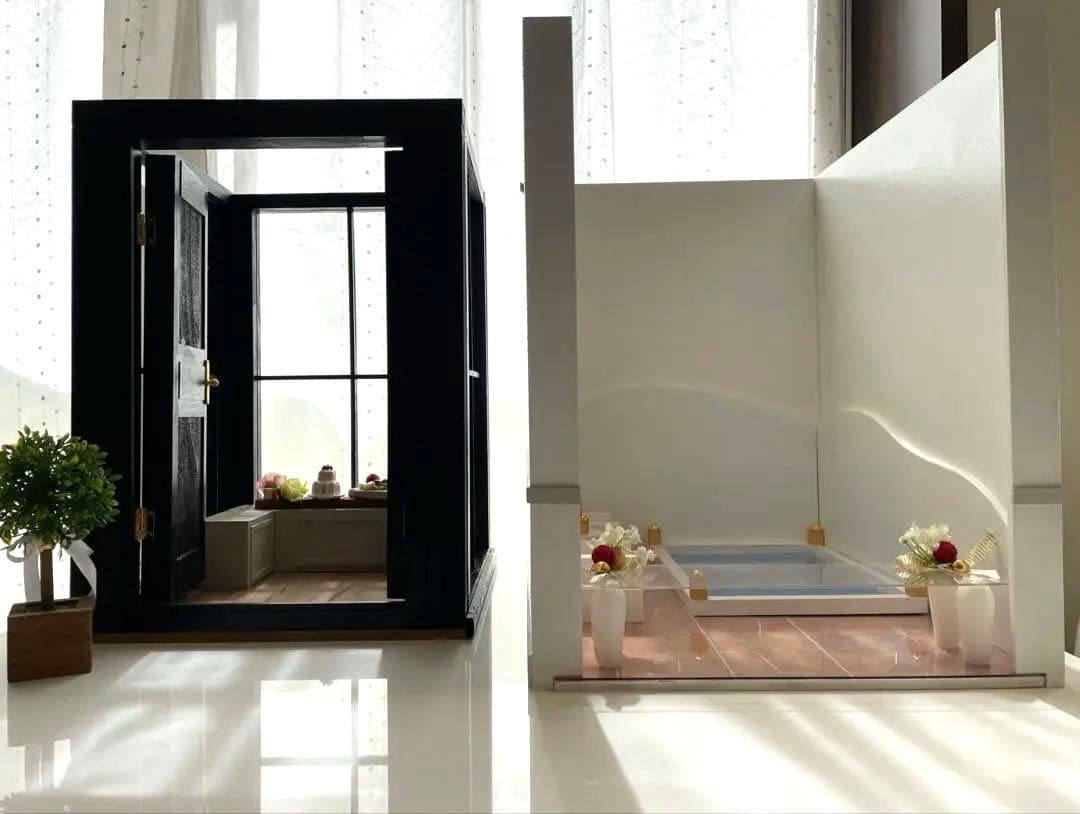 ドールハウス撮影背景ボード プールハウス＆パティオ☆ケーキカフェ追加しました♪