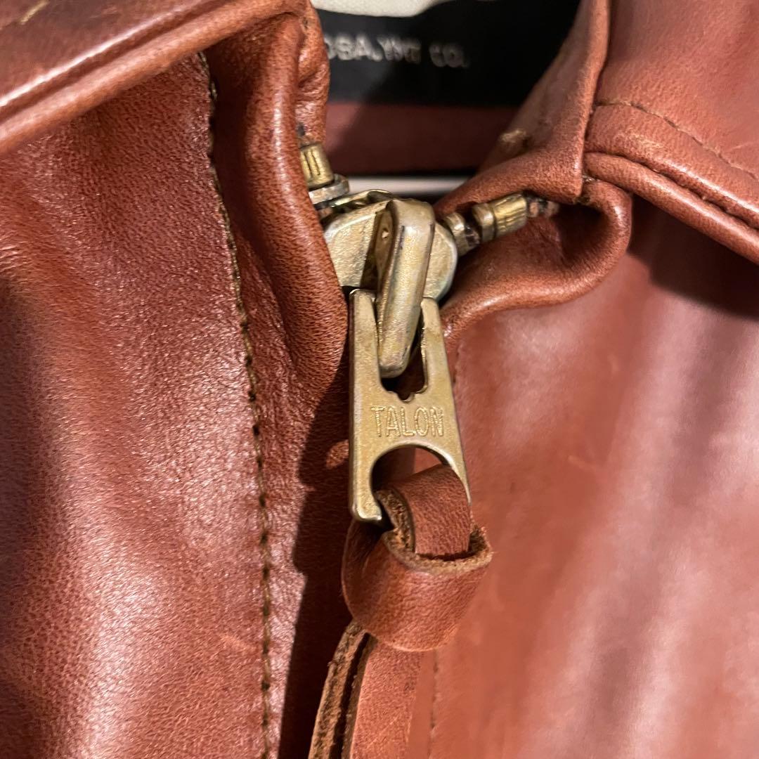 良品 90s ビンテージ シングル レザー ライダースジャケット US40