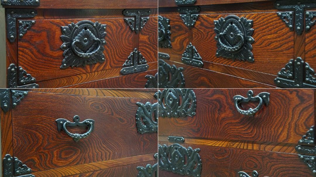 岩屋堂 民芸家具 箪笥 収納 和箪笥 木目 南部鉄 伝統民芸家具 和ダンス