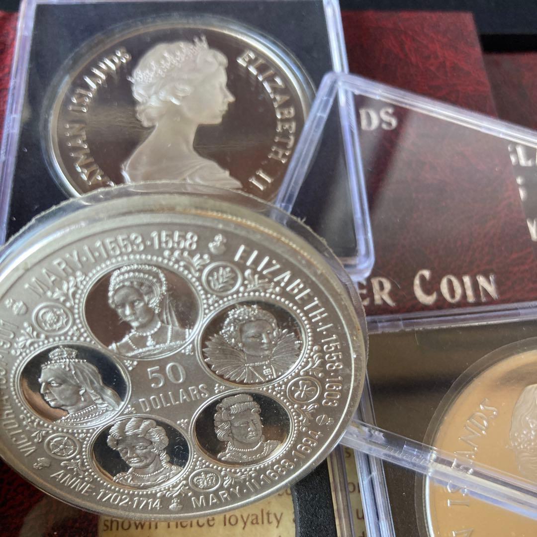 歴代女王ヤングエリザベス 1975年英国50ドル 大型銀貨3セット