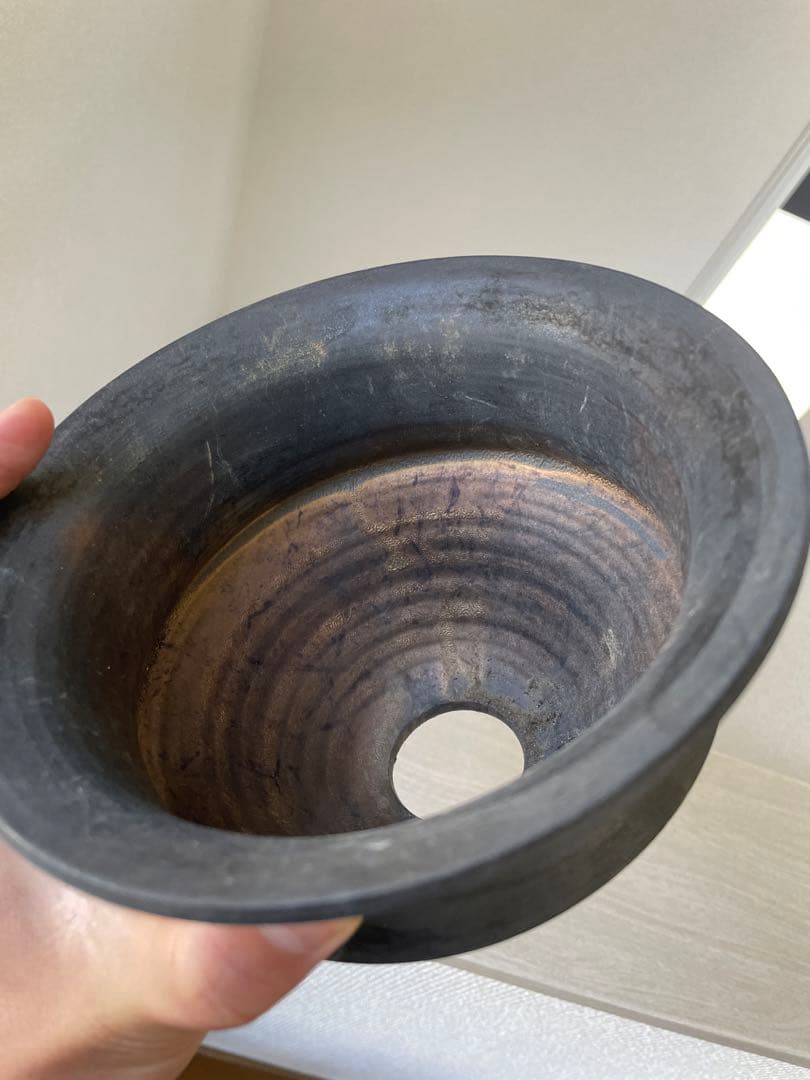 比護武司　鉄黒ポット　陶器鉢