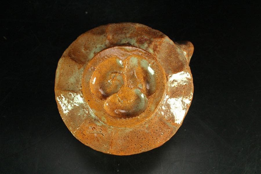 茶道具 手びねり 赤楽 片口茶碗 共箱 未使用(K-A673)