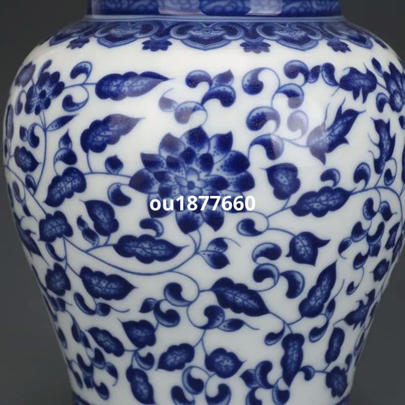 清乾隆青花纏枝紋将軍缶 景徳鎮 陶磁器 装飾品 現代工芸品 美術品 置物