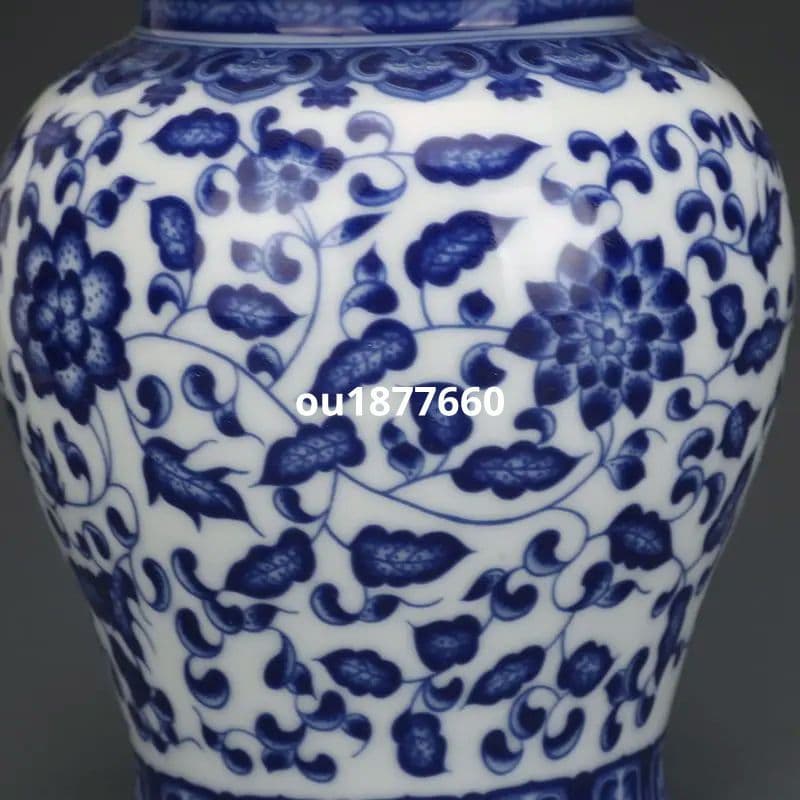 清乾隆青花纏枝紋将軍缶 景徳鎮 陶磁器 装飾品 現代工芸品 美術品 置物