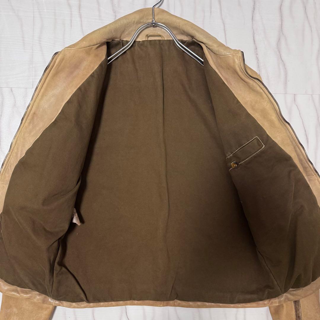 GIORGIO BRATO レザー シングルライダースジャケット ベージュ M