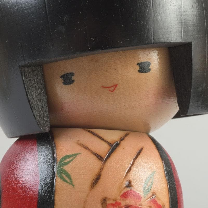 伝統工芸　創作こけし　内閣総理大臣賞受賞　岸貞男作　野ばら　共箱　V　9813