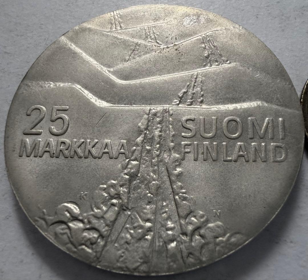 招*@様 1978年フィンランド 25 MARKKAA 銀貨 ラハティスキー大会